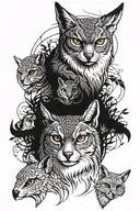 owl face, fox face, deer face, bobcat face tattoo design idea
