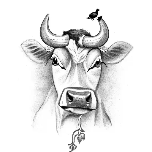 cow with duck tattoo design idea
