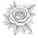 rose with words "she gave my life intertwined tattoo design idea