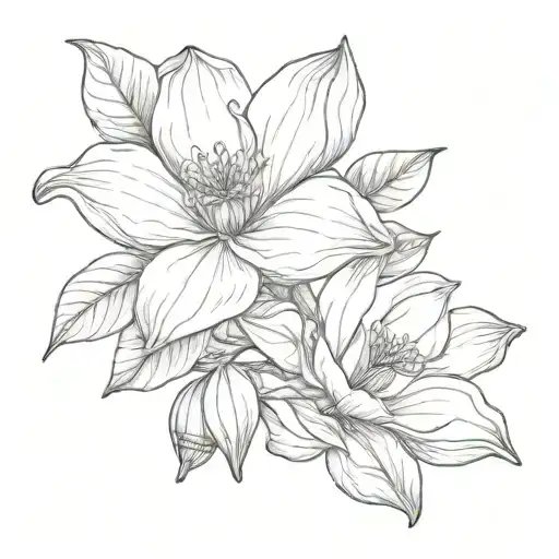 magnolia flower with a bell  tattoo design idea