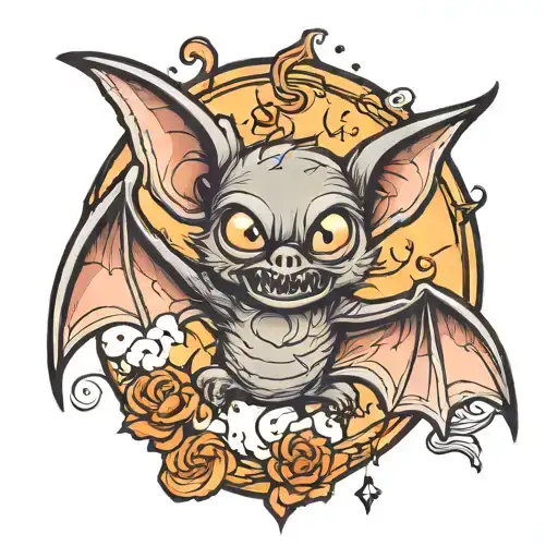 cute spooky bat  tattoo design idea