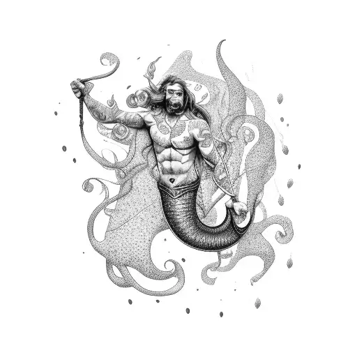 merman tattoo design idea