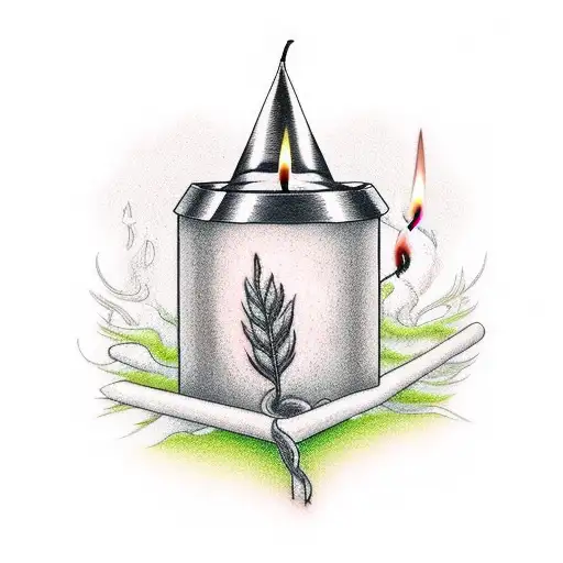 A broken reed and smoking candle wick tattoo design idea