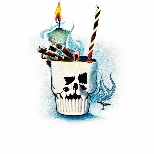 A broken reed and smoking candle tattoo design idea