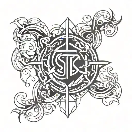 Stoic virtues - discipline, Justice, wisdom, courage. depicted in everlasting intertwined symbol. tattoo design idea