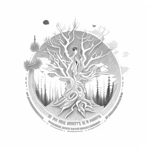 martin guitar as a tree with the words John Prine, Bob Dylan, Woody Guthrie, Jerry Garcia, and Jerry Howard on branches tattoo design idea