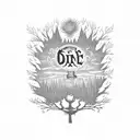 martin guitar as a tree with the words John Prine, Bob Dylan, Woody Guthrie, Jerry Garcia, and Jerry Howard on branches tattoo design idea