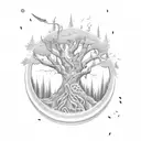 guitar with tree branches tattoo design idea