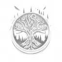 guitar with tree branches tattoo design idea