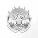 guitar with tree branches tattoo design idea