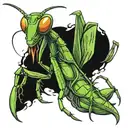 praying mantis Japanese style tattoo design idea