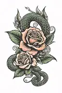 roses and butterflies and snakes tattoo design idea