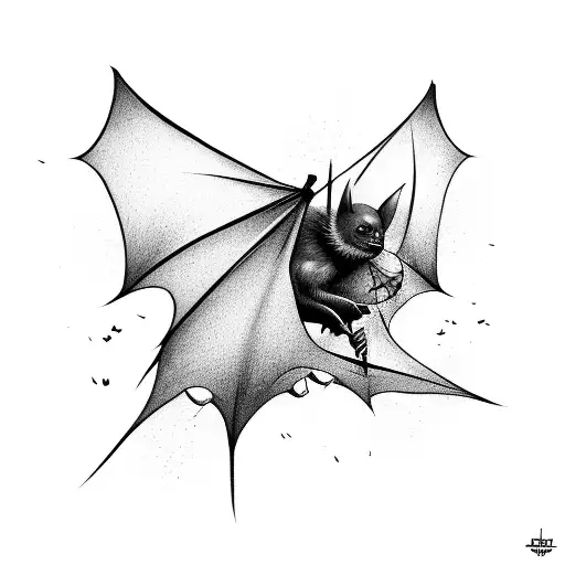 bat flying tattoo design idea
