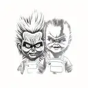 Chucky vs m3gan tattoo design idea