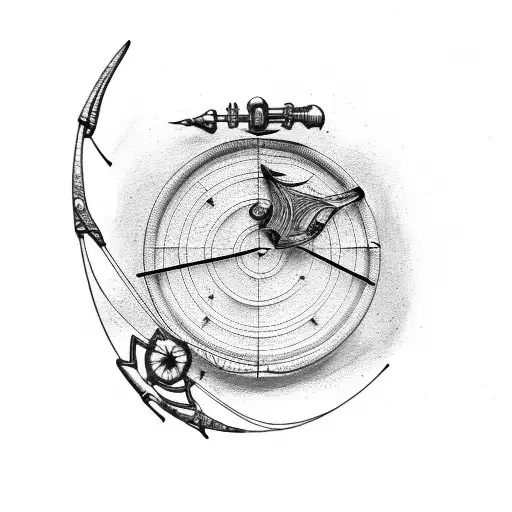 aim, draw, shoot, archery tattoo design idea