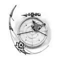 aim, draw, shoot, archery tattoo design idea