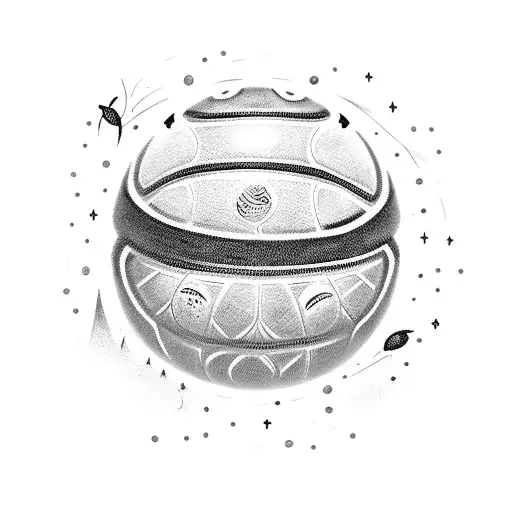 A family of Disney characters playing basketball in outer space tattoo design idea