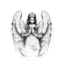 Angel praying tattoo design idea