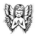 Angel praying tattoo design idea