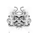 viking skull with a snake in his eyes tattoo design idea