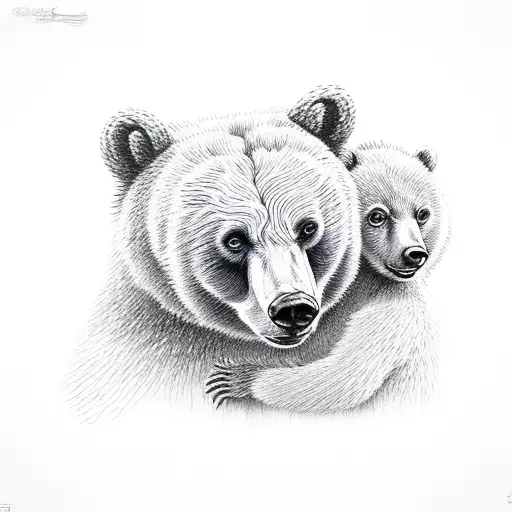 Mama Bear with baby bear with the name Kayla  tattoo design idea