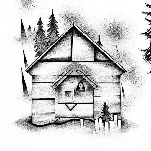 cabin in the woods  tattoo design idea
