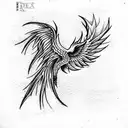 Phoenix and fire bird  tattoo design idea