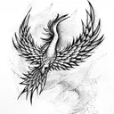 Phoenix and fire bird  tattoo design idea