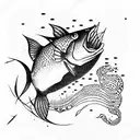 fish playing guitar  tattoo design idea