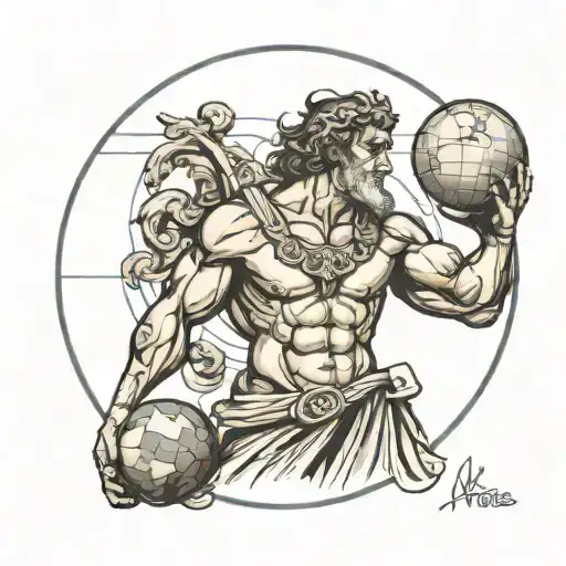 Greek god atlas with globe on shoulders tattoo design idea