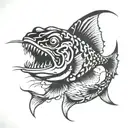 piranha black work  tattoo design idea