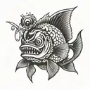piranha black work  tattoo design idea