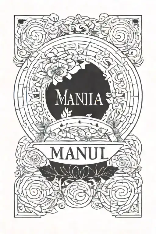 names manuel and marina in circular shape tattoo design tattoo design idea