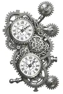 steampunk clock mechanism intertwined tattoo design idea