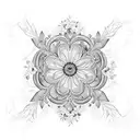 A beautiful floral design incorporating the names Erin, Tru, Sherrize, Shaheen, Willie, Sher-rise, Serenity, Paris, and London intertwined with vines and leaves tattoo design idea