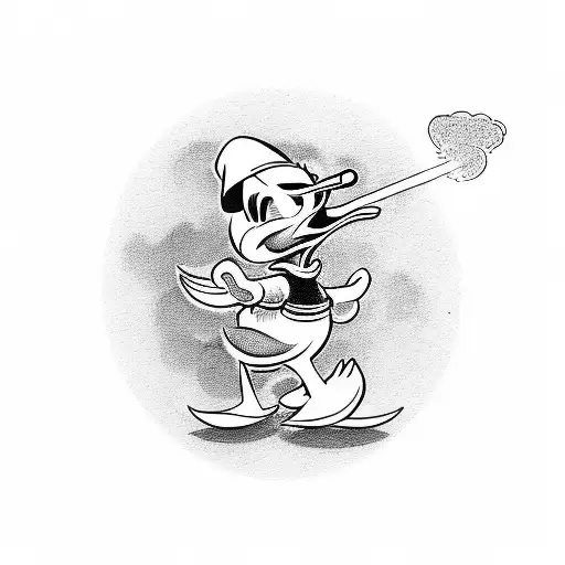 donald duck smoking  tattoo design idea