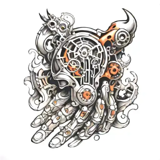 biomechanical MEN tatoos on hand   tattoo design idea