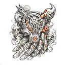 biomechanical MEN tatoos on hand   tattoo design idea