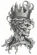 fallen ones flames blood crown abbadon tattoo design idea