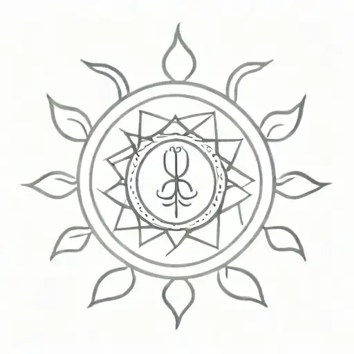 Ayahuasca circle with amazonian elements tattoo design idea