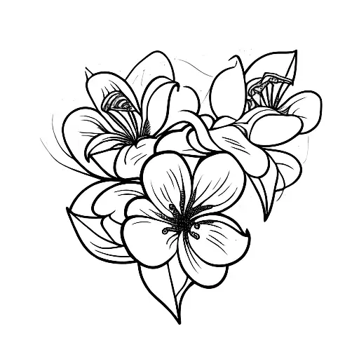 An elegant alamanda flower entwined with em ramos leaves tattoo design idea