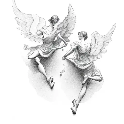 2 falling angels  tattoo design idea
