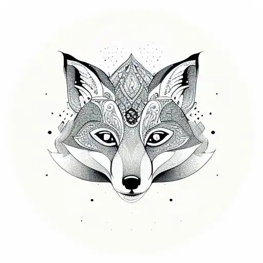 Mandala with fox motifs tattoo design idea