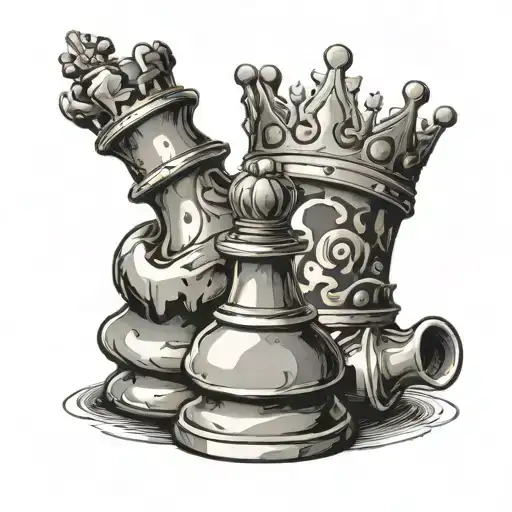 chess piece witth the king only tattoo design idea
