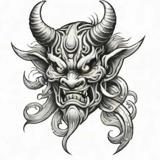 Oni Mask, sideways tattoo design idea