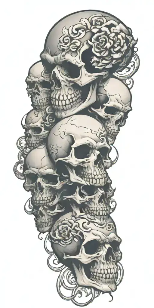 sinister skulls representing dark periods with clouds  tattoo design idea
