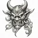 Oni Mask, sideways tattoo design idea