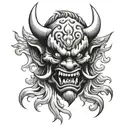 Oni Mask, sideways tattoo design idea