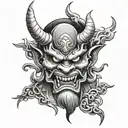 Oni Mask, sideways tattoo design idea