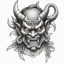 Oni Mask, sideways tattoo design idea